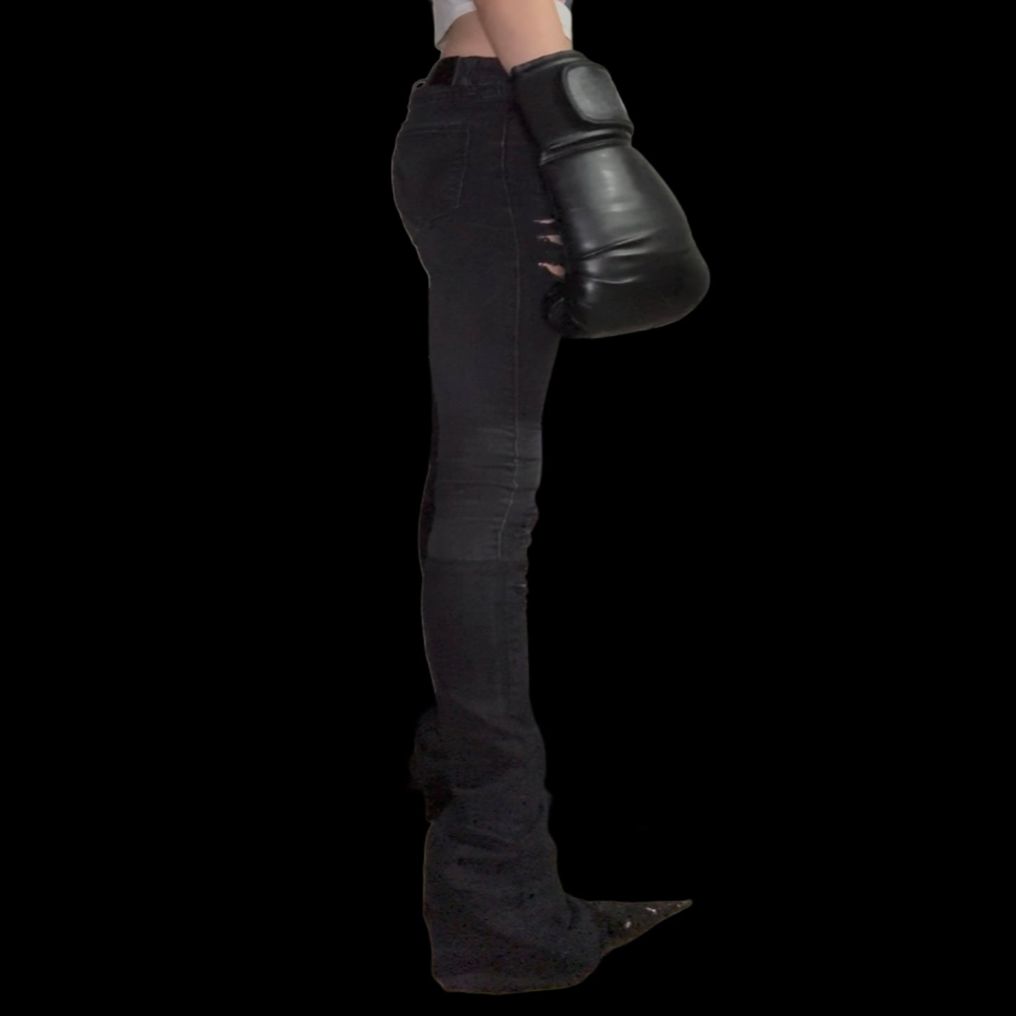 RRAGE Distressed Stacked Jeans